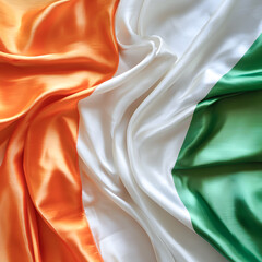 Indian Flag Draped on Shimmering Silk Fabric