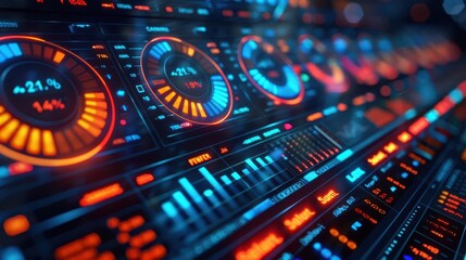 Obraz premium Company profit growth, vibrant colors, graphs and charts, digital display, informative