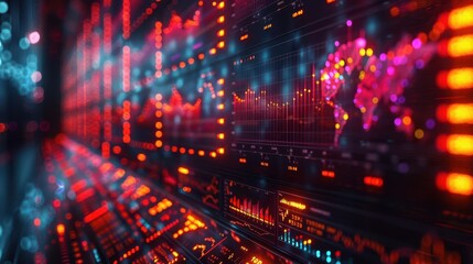 Obraz premium Company profit growth, vibrant colors, graphs and charts, digital display, informative