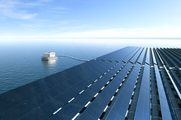 Floating Solar Panel Array on Ocean Harnessing Renewable Energy Resources