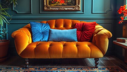 Cozy reading nook, vibrant colors, warm tones, cozy setting, inviting