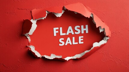 Red paper torn to reveal FLASH SALE text.