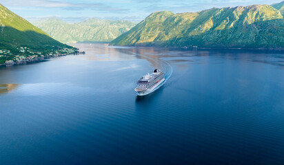 Cruise ship enters Kotor Bay for Montenegro tourists visit