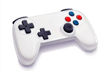White gaming controller on white isolated background