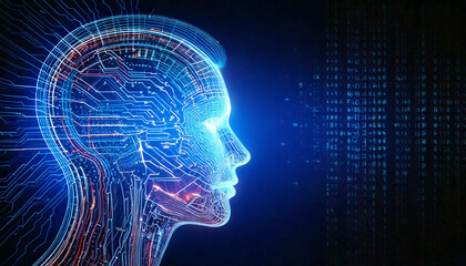 The background is filled with cascading digits, symbolizing the digital world and the power of technology.