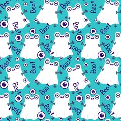 Halloween animals seamless frogs in ghost costume pattern for wrapping paper