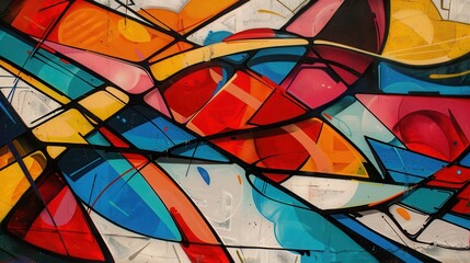 Vibrant Urban Graffiti Art on Wall Surface