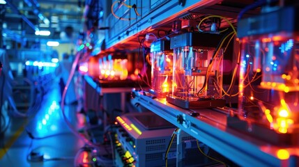 Glowing Quantum Computing Lab with Advanced Servers