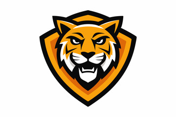 Angry roaring tiger head mascot logo design. tiger logo features a stylized tiger's head within a shield shape. Vector illustration.on white background.