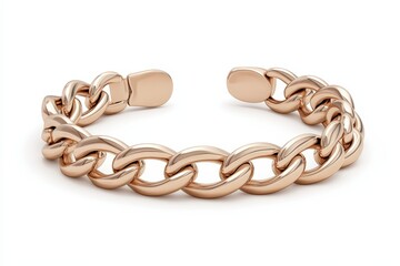 Obraz premium Stylish rose gold chain bracelet on white isolated background