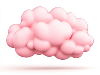 Pink fluffy cloud, white isolated background