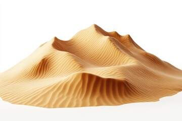 Sand mountain model with smooth curves, isolated on white background.
