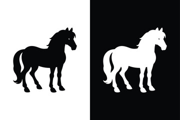 Silhouette horse icon, vector stock modern horse on white background.