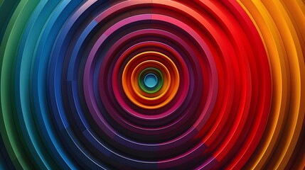 Obraz premium A vibrant abstract background with concentric circles in a rainbow color palette, creating a mesmerizing and hypnotic effect