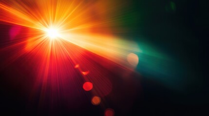 Fototapeta premium Intense light burst with radiant colors and bokeh effect. Conceptual design for vibrant energy and dynamic motion.