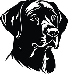 Black silhouette of Labrador retriever head