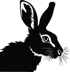 Black silhouette of lagomorph head