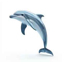 Fototapeta premium Dolphin leaping gracefully, white isolate background