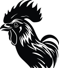 Black silhouette of leghorn head