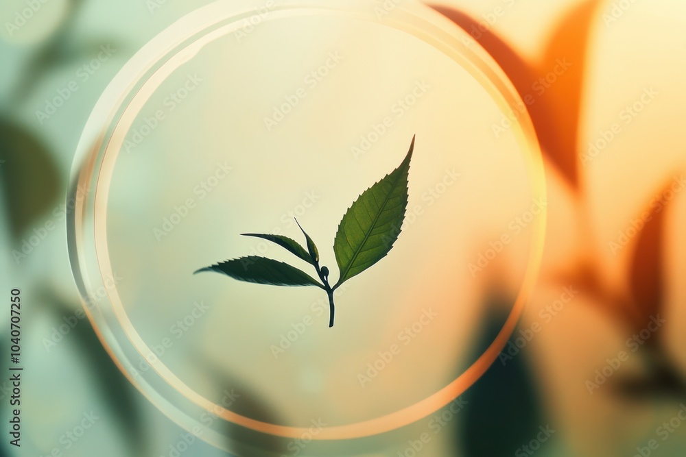 Poster a delicate silhouette of a tea leaf is highlighted against a soft gradient, showcasing the beauty of