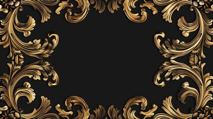 This image showcases an intricate gold Baroque pattern on a stark black background, evoking a sense of opulence and timeless elegance emblematic of classic design.