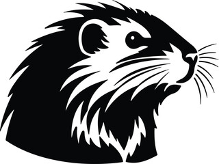 Obraz premium Black silhouette of lemming head