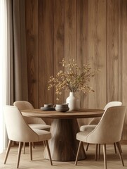 Modern Elegance: Wood-Paneled Living Room