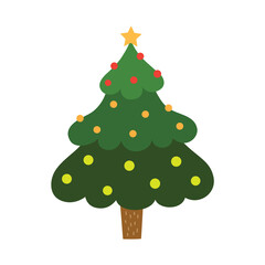 Christmas decoration tree isolated on white background.