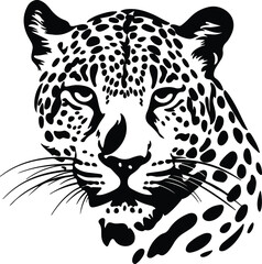 Obraz premium Black silhouette of leopard head