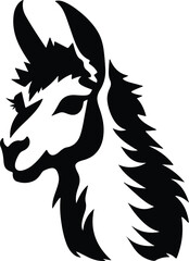 Obraz premium Black silhouette of llama head