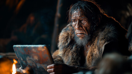 primitive man, Stone Age, Darwin's theory, evolution of humans from the past, freelancer, dream job, primitive man and modern technology