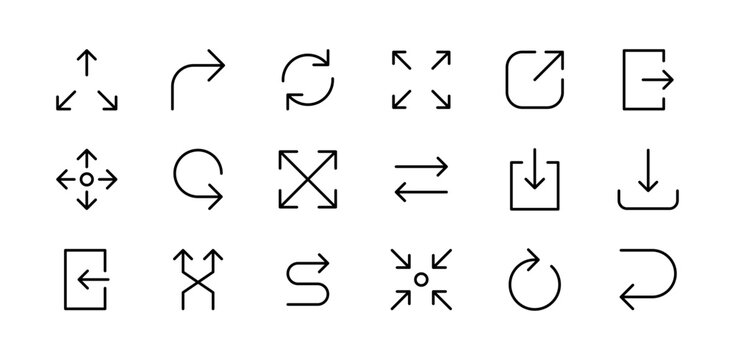 Line Arrows icon set , vector circle arrow line icons in thin line style. editable stroke