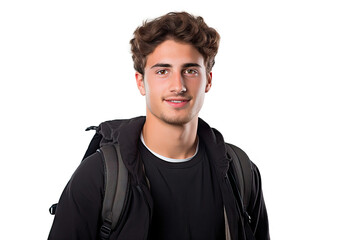 Confident Male University Student Isolated on White Background, Ready For Educational or Academic Concepts