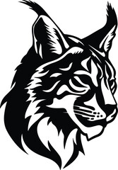 Obraz premium Black silhouette of lynx head