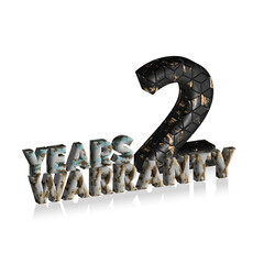 2 Years Warranty 3d text on white background, 3D illustration text for design.