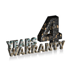 3 Years Warranty 3d text on white background, 3D illustration text for design.