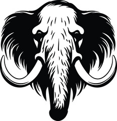 Fototapeta premium Black silhouette of mammoth head