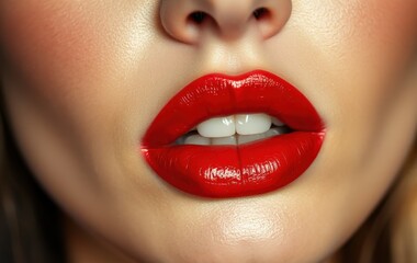 Fototapeta premium Sensual Red Lips Close-Up