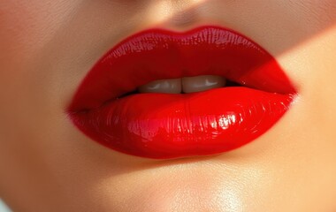 Obraz premium Sensual Red Lips Close-Up