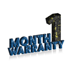 1 Month Warranty 3d text on white background, 3D illustration text for design.