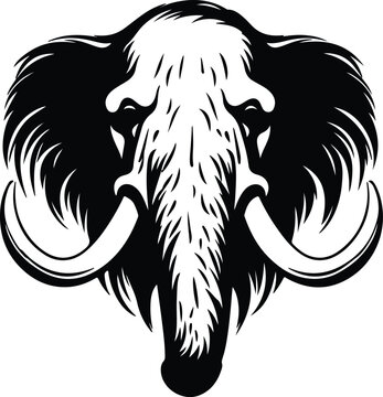 recommend clip art: Black silhouette of mammoth head