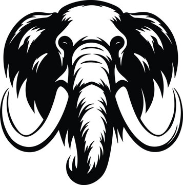 recommend clip art: Black silhouette of mammoth head