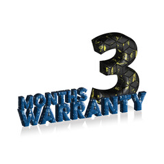 3 Months Warranty 3d text on white background, 3D illustration text for design.