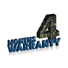4 Months Warranty 3d text on white background, 3D illustration text for design.