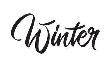 Winter Expressive Beautiful Calligraphy Banner. Brush Black font vector. Lettering Hand written label.