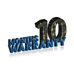 10 Months Warranty 3d text on white background, 3D illustration text for design.