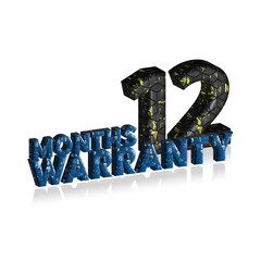 12 Months Warranty 3d text on white background, 3D illustration text for design.