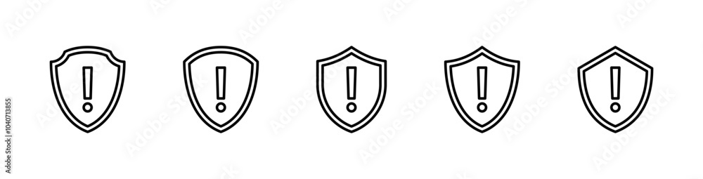 Fototapete shield exclamation mark icon or security shield warning or attention icon symbol. risk alert line ic
