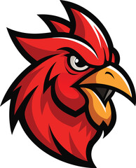 angry rooster head mascot logo white background .