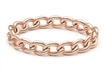 Obraz premium Elegant rose gold chain bracelet on a white isolated background.